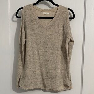 Maurices Beige Heathered Long Cut-Out Sleeve Sweatshirt GUC